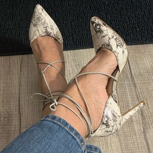 Gianni Bini Marble Lace-Up Heels